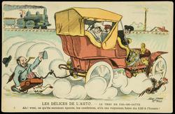 LES DÉLICES DE L'AUTO. - LE TRUC DU CUL-DE-JATTE. Ah! vrai, ce qu'ils seraient épatés, les confrères, s'ils me voyaient faire du 120 à l'heure!