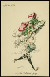 La Mode en 1909 - lacy hat with flowers and bows.