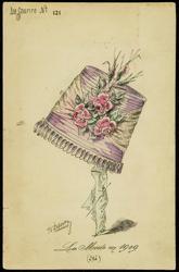 La Mode en 1909 - light purple hat with pink roses.