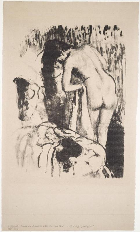 Nude Woman Standing, Drying Herself