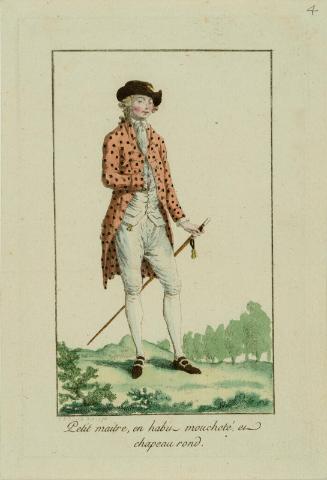 "Petit maitre, en habit moucheté, et chapeau rond," plate from Suite des Nouvelles Modes Francoise