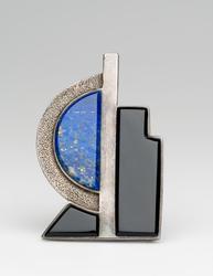 Lapis Art Deco brooch