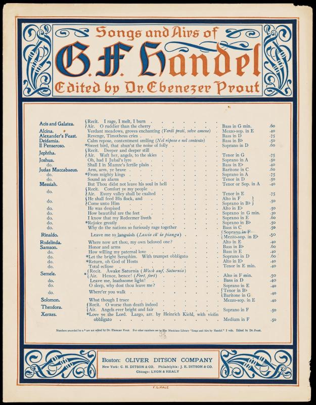 Songs and  Airs of G.F. Handel.  Edited by Dr. Ebenezer Prout
