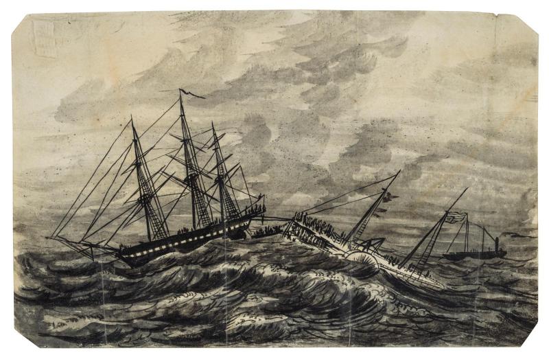 U.S.S. "Sabine" Rescuing Marines from Foundering Steamer "Governor"