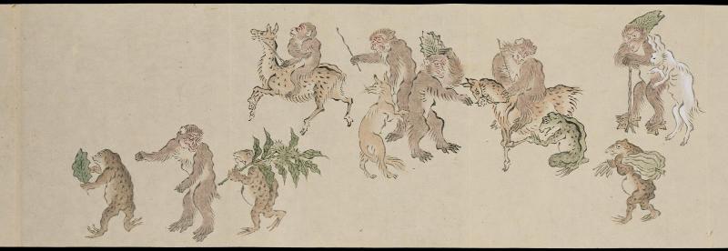 Copy of the Scrolls of Frolicking Animals and People (Chôjû jinbutsu giga), scroll 3