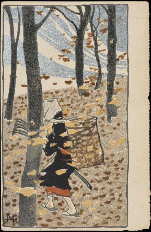 Woman Raking Leaves