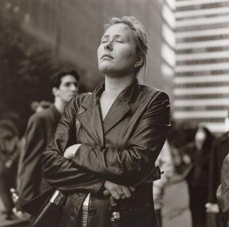 Untitled, from the World Trade Center series, New York City (Women in Leather Jacket eyes shut)