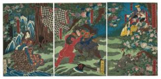 In the Ashigara Mountains, Yorimitsu Takes Kaidômaru into His Service (Yorimitsu Ashigarayama ni Kaidômaru kakae no zu)