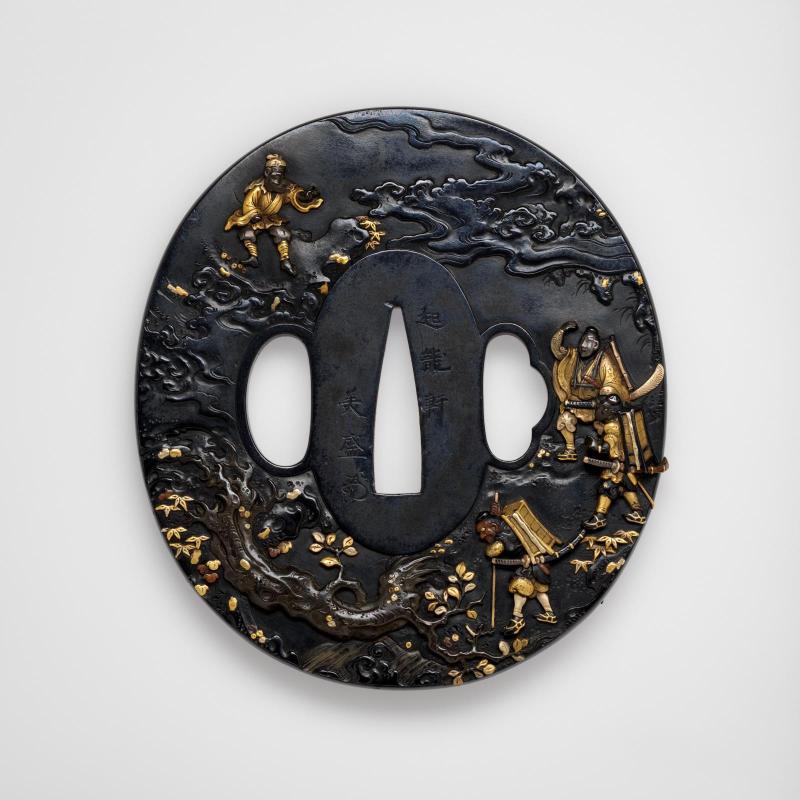 Tsuba with design of the attack on Shutendôji by Minamoto no Yorimitsu (Raikô) on Mount Ôe