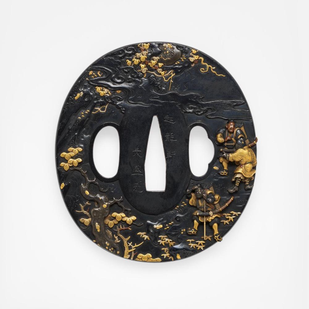 Tsuba with design of the attack on Shutendôji by Minamoto no Yorimitsu (Raikô) on Mount Ôe