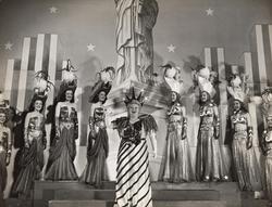 Sophie Tucker in patriotic scene in "High Kickers", 1942