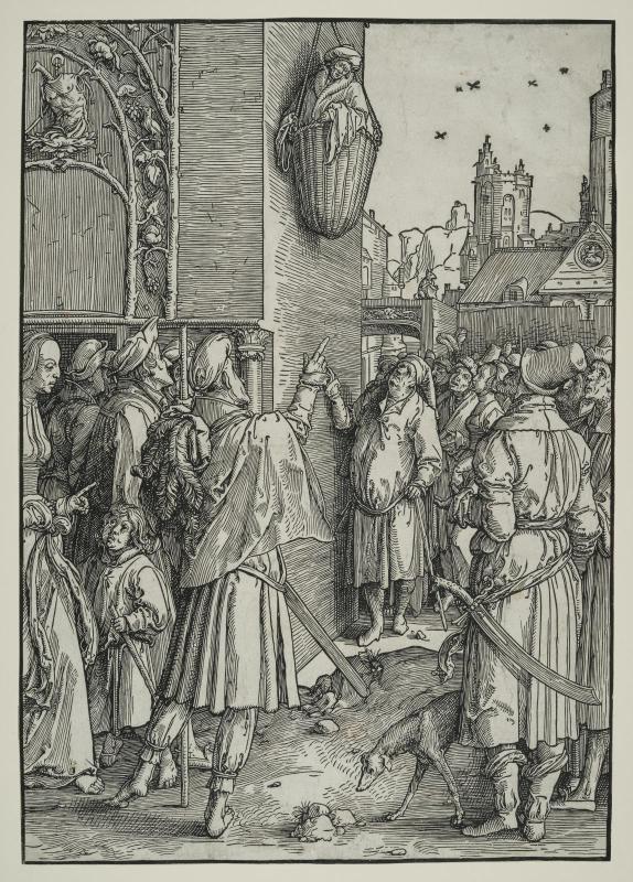 The Poet Virgil Suspended in a Basket (Block 6 from a series of 6 , The "large"  Power of Women)