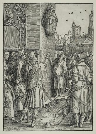 The Poet Virgil Suspended in a Basket (Block 6 from a series of 6 , The "large"  Power of Women)