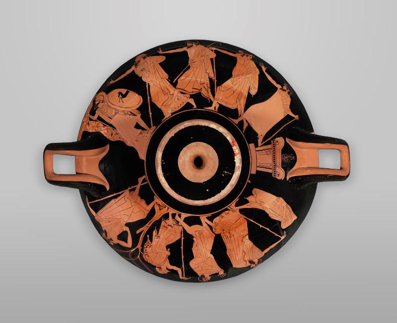 Drinking cup (kylix) depicting the goddess Eos abducting Kephalos or Tithonos