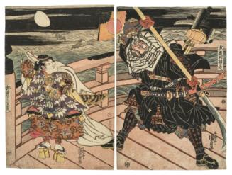 Musashibô Benkei and Onzôshi Ushiwakamaru on Gojô Bridge
