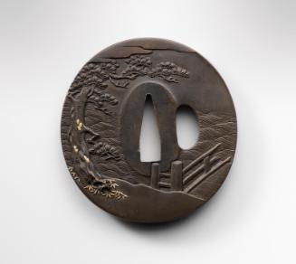 Tsuba with design of the race across the Uji River