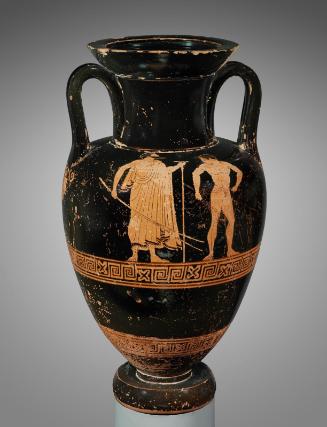 Two-handled jar (amphora) with trainer and victorious athlete