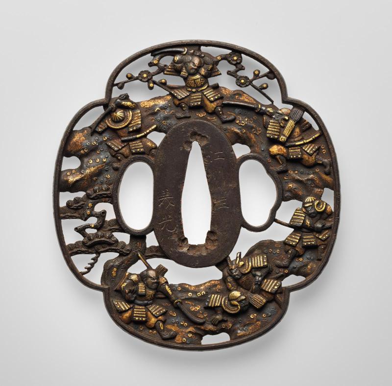 Tsuba with design of Kajiwara Kagesue at Ikuta Forest