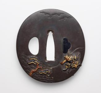 Tsuba with design of Taira no Kagekiyo and Mionoya no Shirô