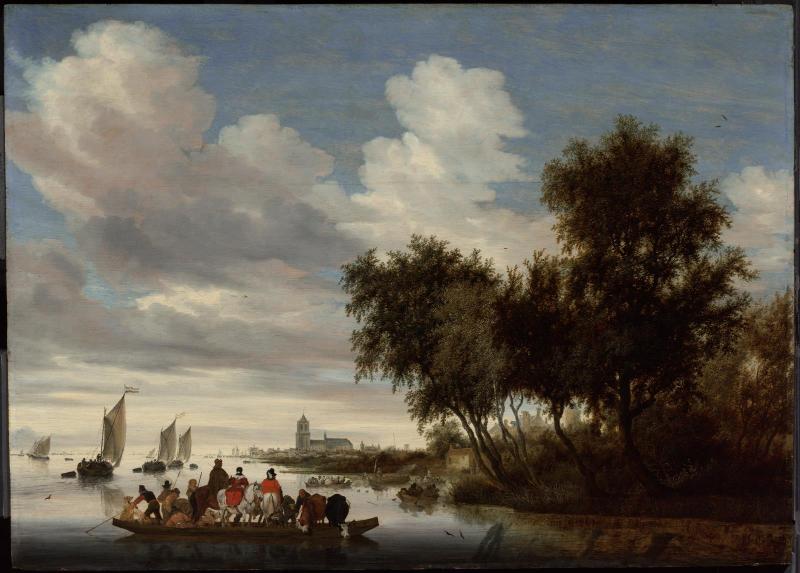 River Landscape with a Ferry