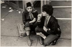 Untitled (two teenage girls on sidewalk)