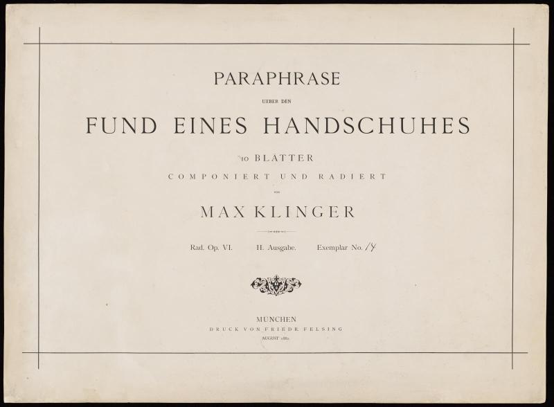 Interpretation of the Finding of a Glove, title sheet (recto) and colophon (verso)