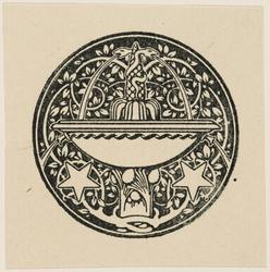 Ex libris: Fountain and two stars