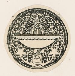 Ex libris: Fountain and two stars