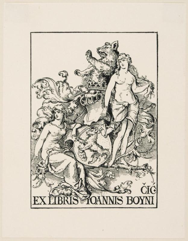 Bookplate: (Armorial and figures) Joannes Boynicic