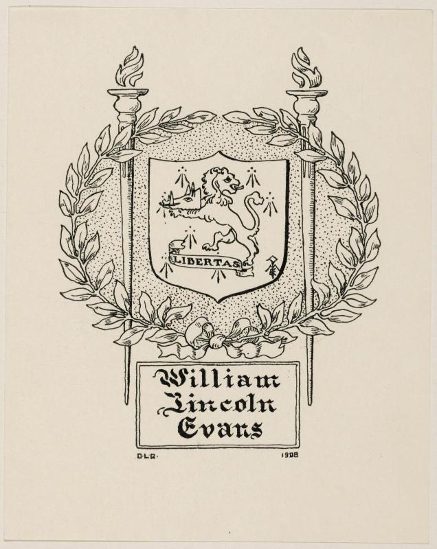 Bookplate of William Lincoln Evans
