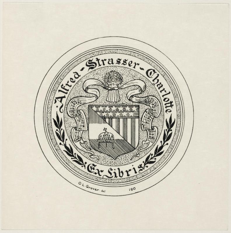 Bookplate of Alfred Strasser Charlotte