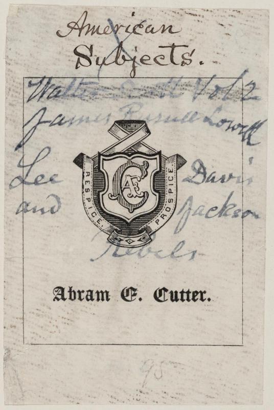 Bookplate: Abram E. Cutter