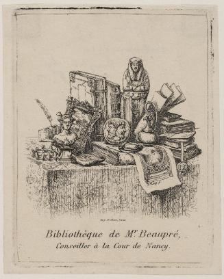 Bookplate: Bibliothèque de Mr. Beaupré, conseiller à la cour de Nancy