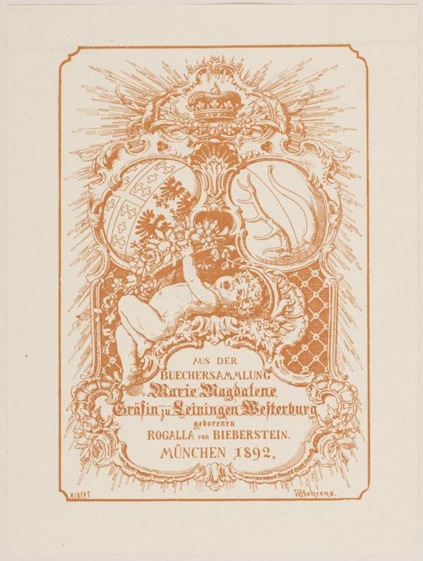 Aus der Büchersamsubury Marie Magdalene Gräfris zu Leiningen-Westerburg geborenen Rozalla von Bieberstein