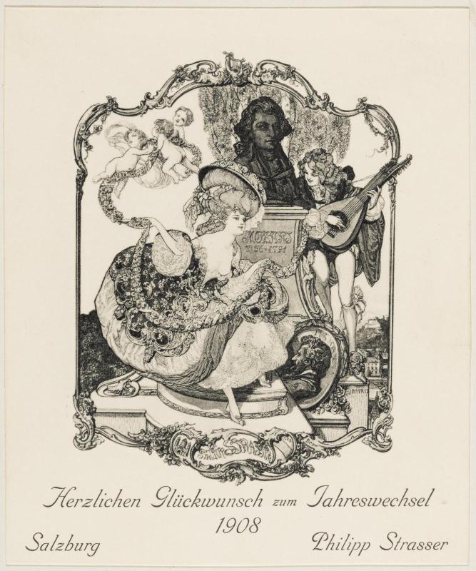 New Year's greeting in bookplate form