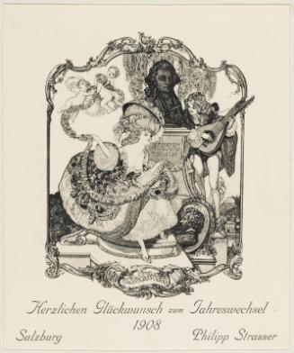 New Year's greeting in bookplate form