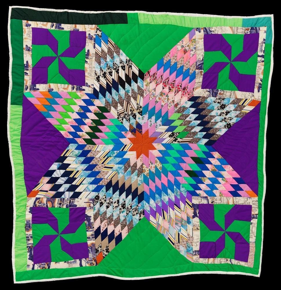 "Blazing Star" with "Pinwheel" corner blocks