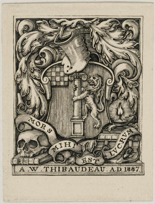 Bookplate: A. W. Thibaudeau (Arms)