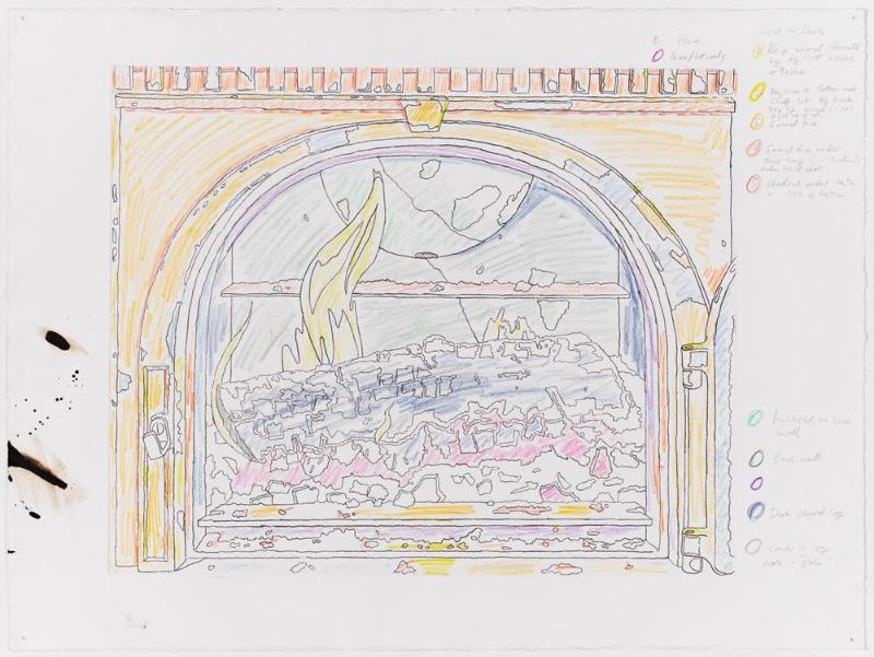 Colored pencil study (Color map) for Fire, 2019