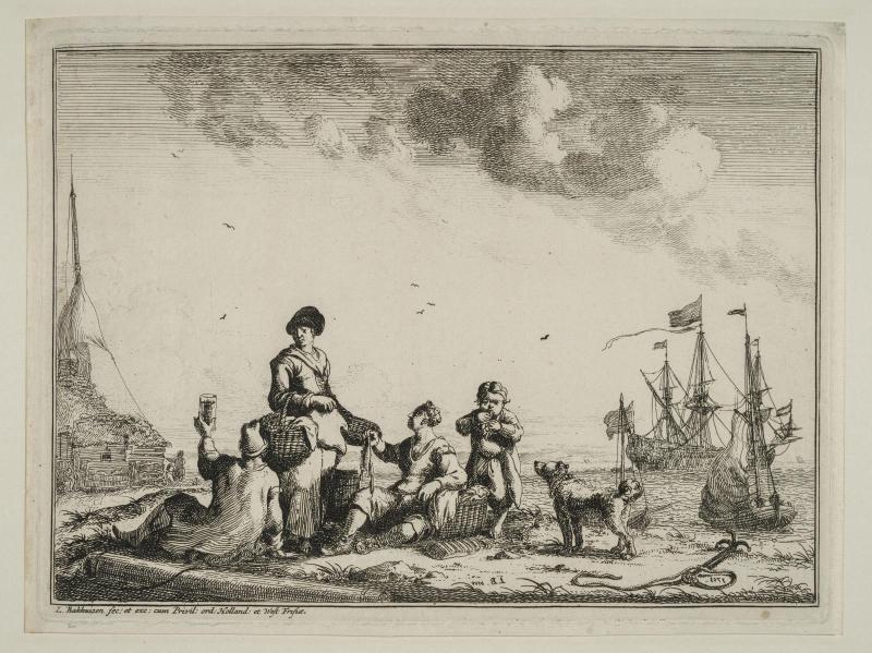 Seashore with a Woman Selling Fish