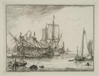 Maritime Scene with a Vessel Turned on its Side