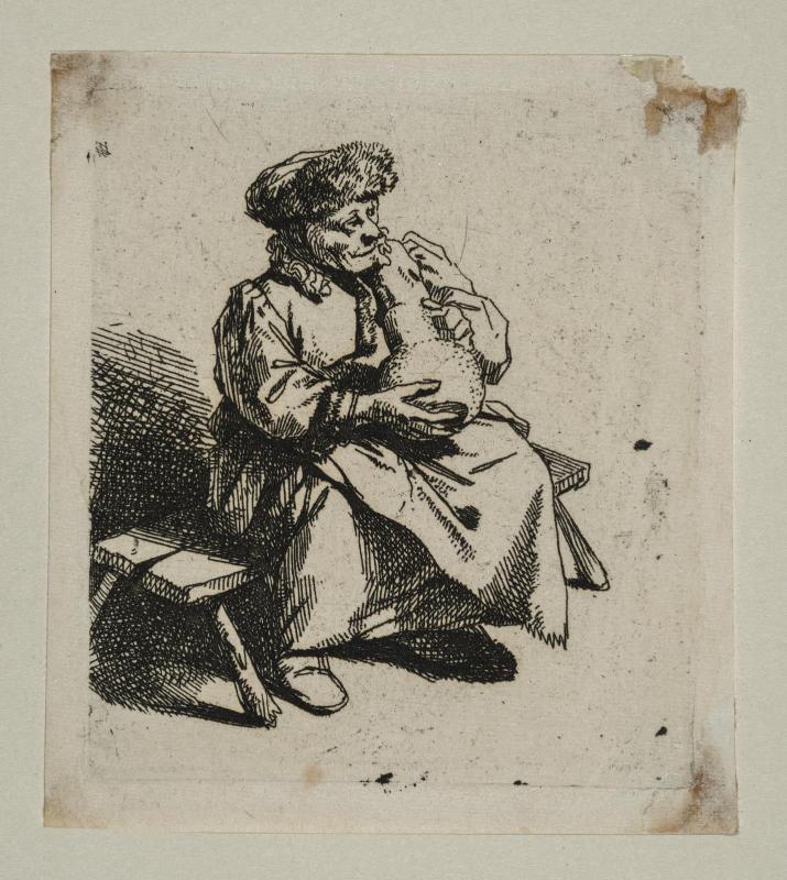 Old woman holding a big jug