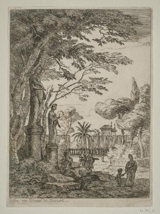 Italian landscape with two statues