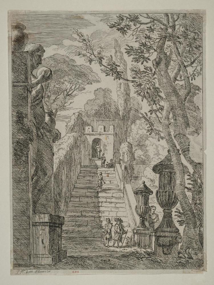 Italian landscape, with large staircase