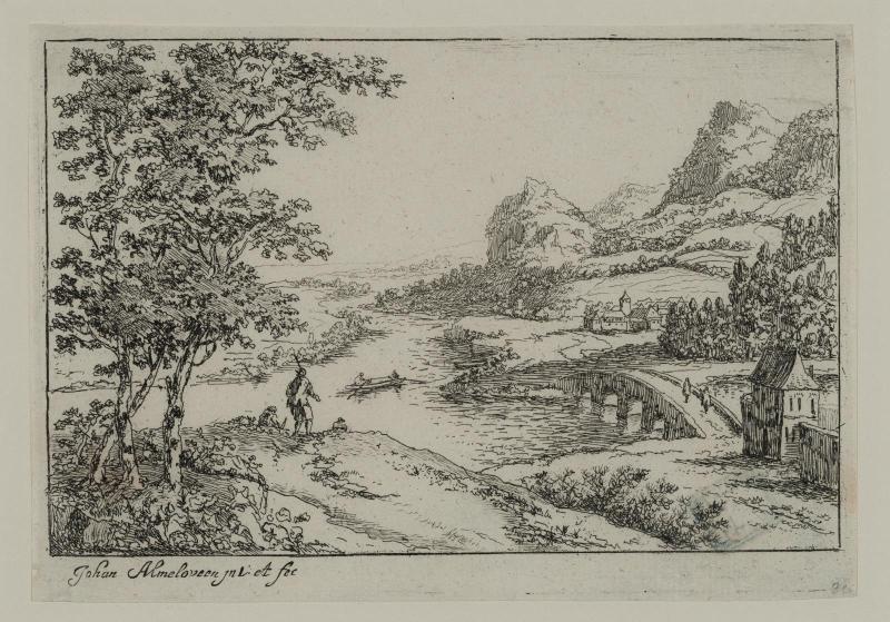 Stone Bridge at a Fork in the River, from Various Landscapes Holl. 33-36)