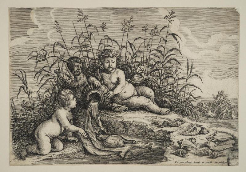 A little river god and two children