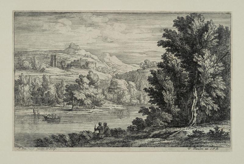 River Landscape with Two Seated Figures in Foreground