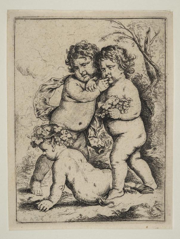 Two children and a faun