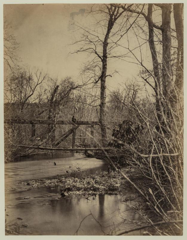 U. S. Civil War.  Burned Bridge over Pope's Head, Near Devereux Station.  Orange and Alexander Railroad.