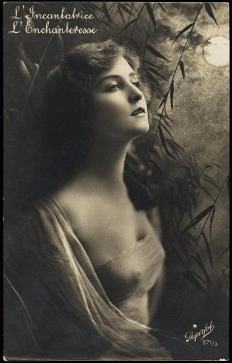 Woman in diaphanous dress with moon